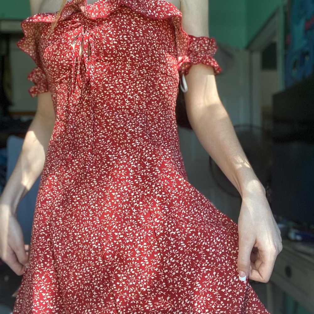 SHEIN floral print mini ruffle dress